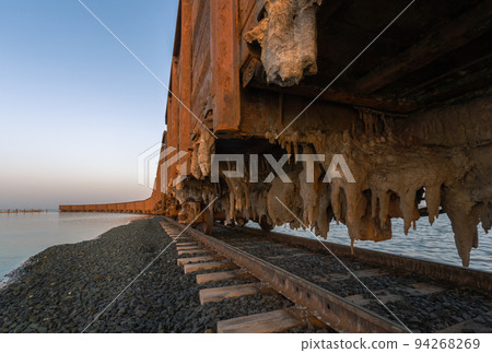 Salt mining train that transports salt extracted in Lake Baskunchak Salt mining train that transports salt extracted in Lake Baskunchak 94268269