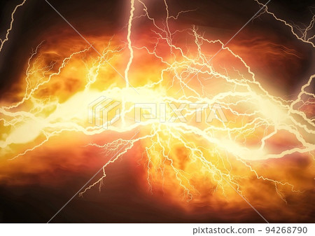 Illustration of flames and lightning exploding Illustration of flames and lightning exploding 94268790