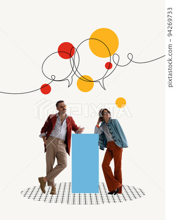 Contemporary art collage. Family crises of relationship can happen at any time. Concept of male and female psychology 94269733