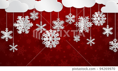 Christmas background with three-dimensional paper snowflakes Christmas background with three-dimensional paper snowflakes 94269970