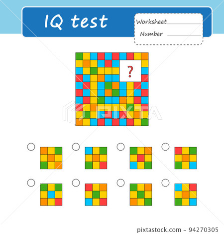 Logical puzzle game. Attention tasks for children. Find the element hidden behind the white square. IQ training test. Worksheet. 94270305