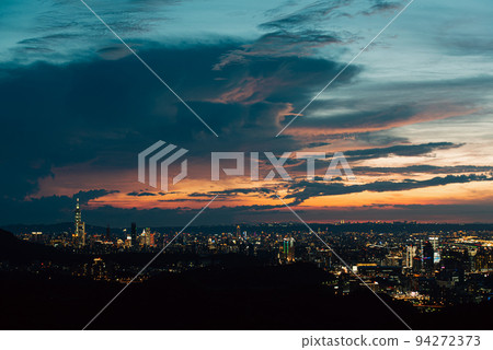 Night view of Taipei 101 building and other buildings. Night view of Taipei 101 building and other buildings. 94272373