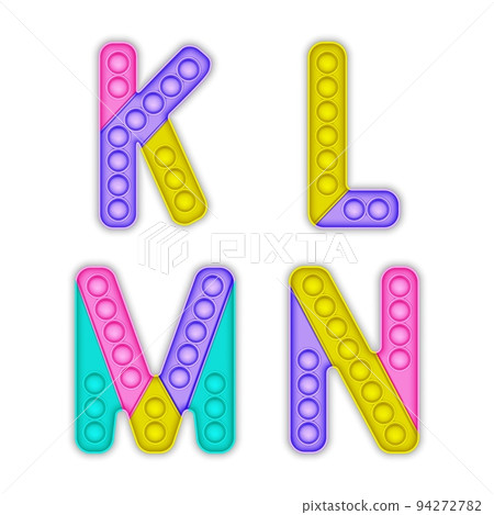A set of realistic pop it toys in the form of an alphabet. 94272782