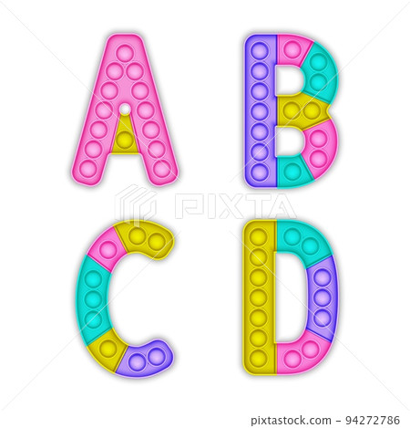 A set of realistic pop it toys in the form of an alphabet. 94272786