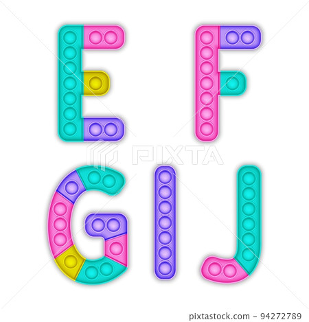 A set of realistic pop it toys in the form of an alphabet. 94272789