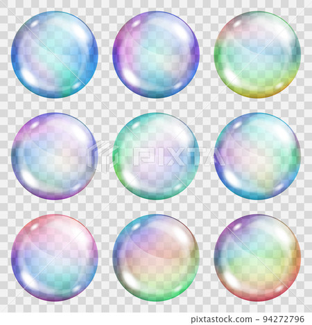 Transparent colored soap bubbles Transparent colored soap bubbles 94272796