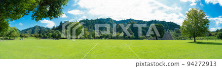 Panoramic shot of Miyagase lakeside park. Kanagawa prefecture in Japan. Panoramic shot of Miyagase lakeside park. Kanagawa prefecture in Japan. 94272913