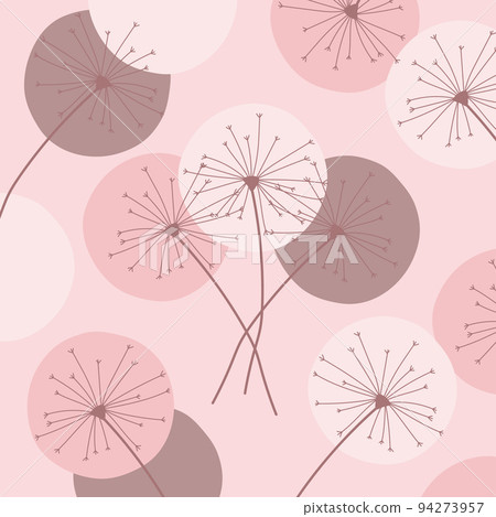 Dandelions on a pink background. Dandelion vector. Background with abstract flowers, dandelions. Dandelions on a pink background. Dandelion vector. Background with abstract flowers, dandelions. 94273957