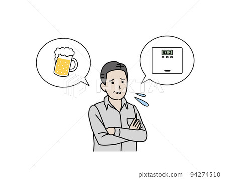 Getting fat from drinking too much alcohol Middle-aged man Fat middle-aged Obesity Beer illustration Getting fat from drinking too much alcohol Middle-aged man Fat middle-aged Obesity Beer illustration 94274510