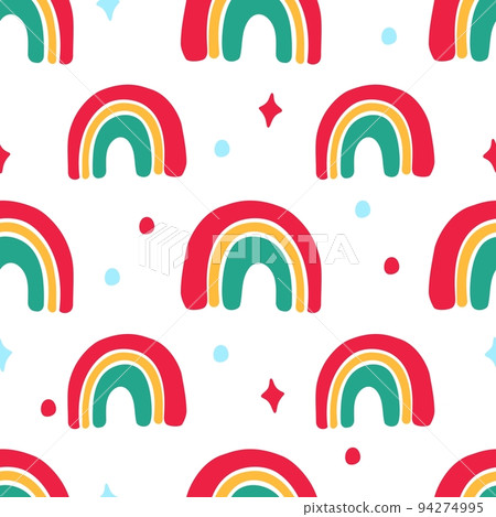 A rainbow pattern in the retro style of the 70s. Good vibes multi-colored picture. Vector illustration A rainbow pattern in the retro style of the 70s. Good vibes multi-colored picture. Vector illustration 94274995
