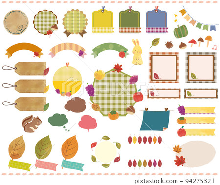 Autumn watercolor frame/headline/tag/ribbon/speech balloon set (no text) 94275321