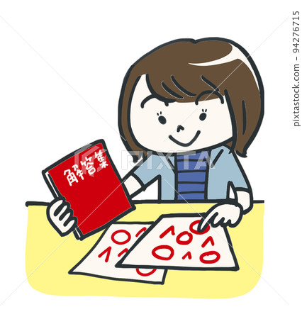girl reviewing answers girl reviewing answers 94276715
