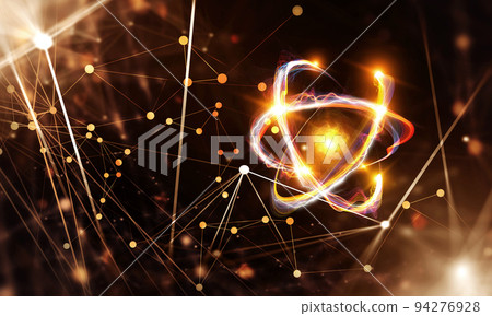 Nanotechnology, Molecule model image . Mixed media 94276928