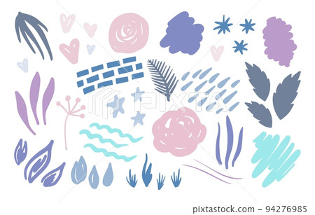 Set of vector abstract shapes and floral elements, organic shapes. Contemporary trendy isolated design elements, pastel colors Set of vector abstract shapes and floral elements, organic shapes. Contemporary trendy isolated design elements, pastel colors 94276985