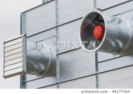 Ventilation fan using in grain dryer. Detail of agricultural equipments Ventilation fan using in grain dryer. Detail of agricultural equipments 94277164