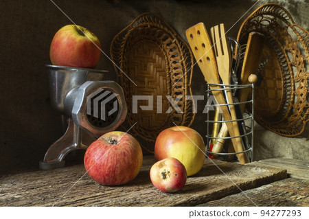 still life with apples and a meat grinder still life with apples and a meat grinder 94277293
