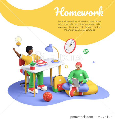 Homework - colorful 3D style banner with text space Homework - colorful 3D style banner with text space 94278198