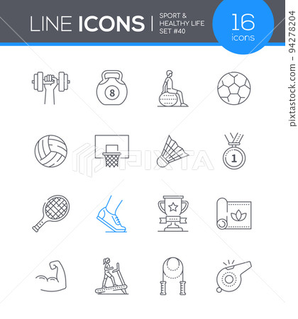 Sport and Healthy lifestyle - line design style icons set 94278204
