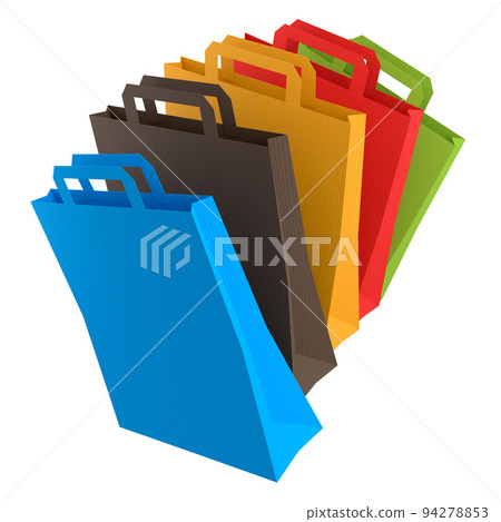 Set of kraft paper bag with handle isolated on white background. 94278853