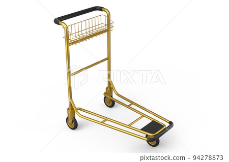 Airport luggage cart or baggage trolley side on white background 94278873