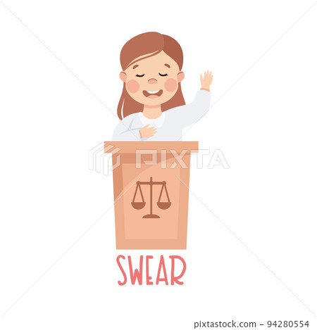 Little Girl Swearing or Giving Oath Demonstrating Vocabulary and Verb Studying Vector Illustration Little Girl Swearing or Giving Oath Demonstrating Vocabulary and Verb Studying Vector Illustration 94280554