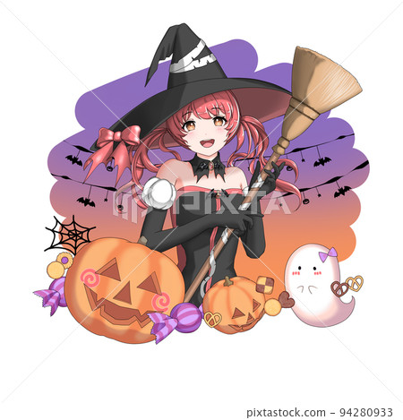 [With background] Girl in red twin tails who cosplayed as a witch 94280933