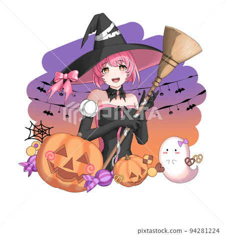 [With background] Bob girl in charge of pink who cosplayed as a witch 94281224