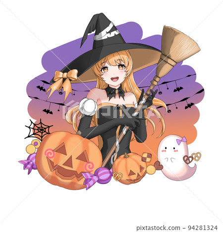 [附背景] cosplay成魔女的橙色長發少女 94281324