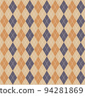 Autumn Fall argyle vector pattern as seamless background for fabric, textile, clothing and wrapping paper 94281869