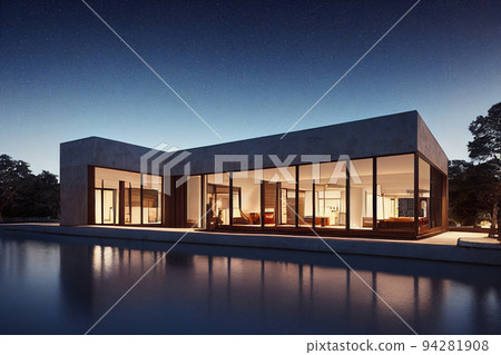 Luxury modern villa, cozy house, real estate Luxury modern villa, cozy house, real estate 94281908