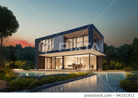 Luxury modern villa, cozy house, real estate Luxury modern villa, cozy house, real estate 94281911