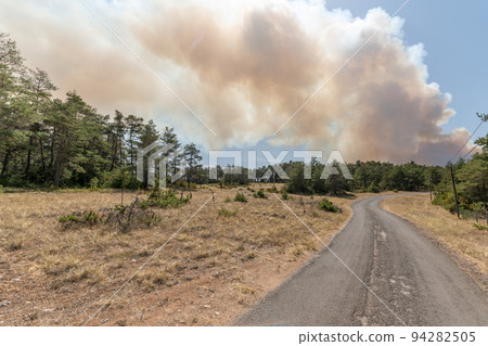 Forest fire wreaks havoc on causse de sauveterre. Forest fire wreaks havoc on causse de sauveterre. 94282505