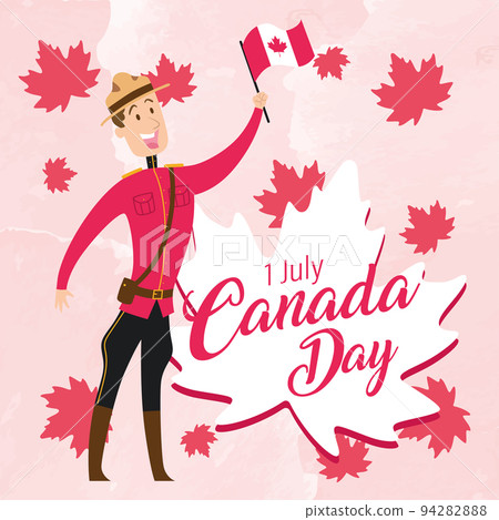 Cute male forest ranger with flag of Canada Happy Canada day Vector Cute male forest ranger with flag of Canada Happy Canada day Vector 94282888