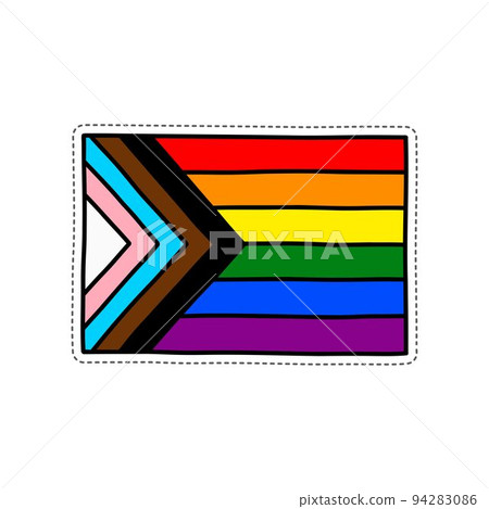 progress pride flag doodle sticker icon, vector color line illustration 94283086