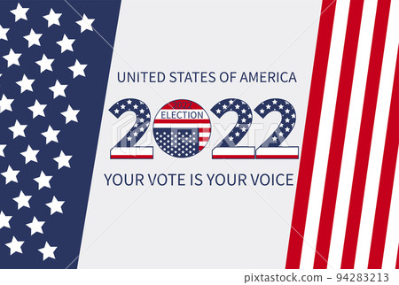 Day of mid-term elections. Vote 2022 USA, banner design. Political election campaign 94283213