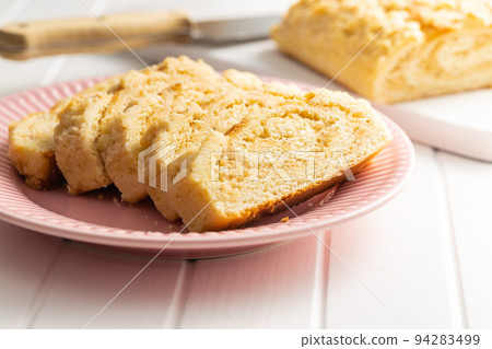 Sweet pie with nut flavor on plate. Sweet pie with nut flavor on plate. 94283499