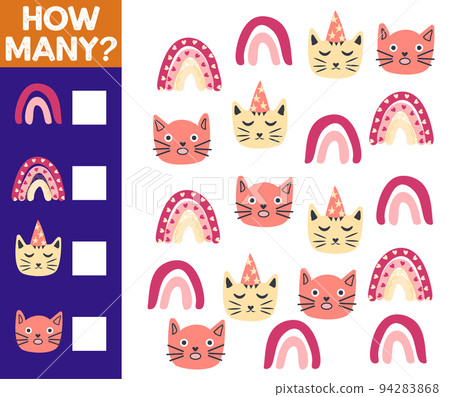 How many Cat, game for children. printable worksheet 94283868