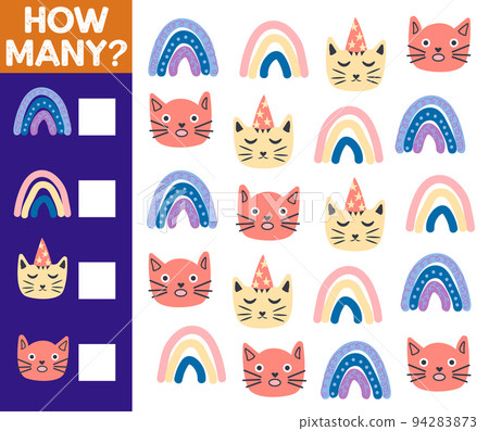 How many Cat, game for children. printable worksheet 94283873