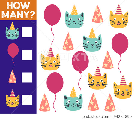 How many Cat, game for children. printable worksheet 94283890