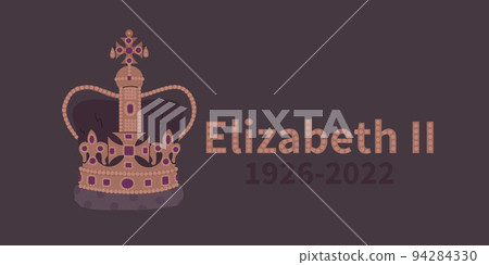 Crown of Queen Elizabeth II. Vector bunner to mourn the death of the Queen of Great Britain in 2022. Crown of Queen Elizabeth II. Vector bunner to mourn the death of the Queen of Great Britain in 2022. 94284330