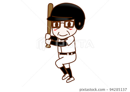 (Whole body oblique) Elderly man enjoying baseball with a bat (Whole body oblique) Elderly man enjoying baseball with a bat 94285137