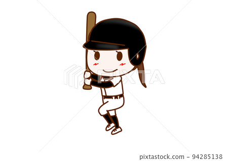 (Whole body oblique) A girl holding a bat and enjoying baseball (Whole body oblique) A girl holding a bat and enjoying baseball 94285138