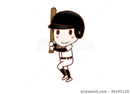 (Whole body oblique) Boy holding a bat and enjoying baseball 94285139