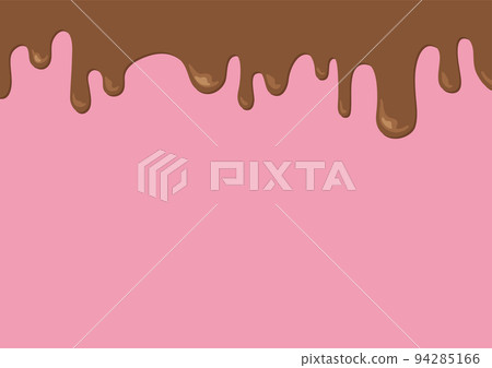 巧克力從上面融化和滴落的背景（草莓巧克力） 94285166