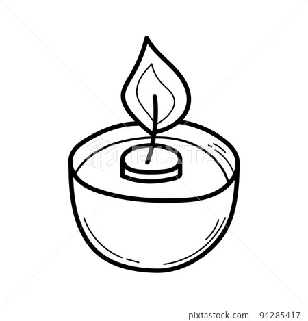 Hand drawn burning candle. Vector illustration sketch style. Outline vector 94285417