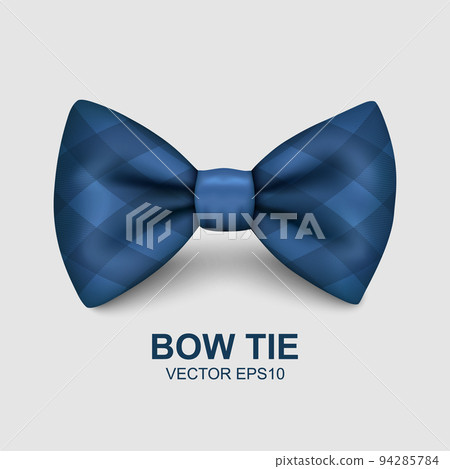 Vector Bow Tie for Father's Day Design. 3d Realistic Silk Blue Checkered Bow Tie. Glossy Bowtie, Tie Gentleman. Father's Day Holiday Concept. Design Template for Greeting Card, Invitation, Poster 94285784