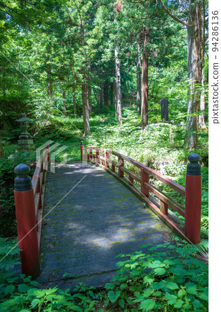 Mirokuji Temple on Mt. Kasho, approach to the temple near the main gate, early summer season 94286136