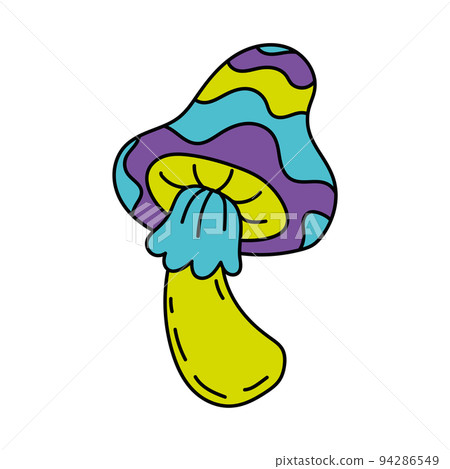 Isolated colored 60s groovy mushroom graffiti emote Vector 94286549