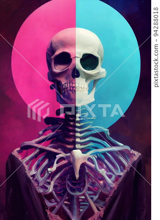 Portrait of a skeleton zombie in costume. Halloween concept. Portrait of a skeleton zombie in costume. Halloween concept. 94288018