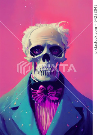 Portrait of a skeleton zombie in costume. Halloween concept. 94288045